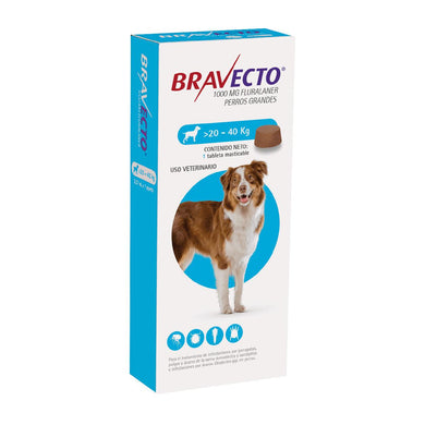 BRAVECTO® Tableta Masticable Contra Pulgas y Garrapatas para Perros de 20 - 40Kg