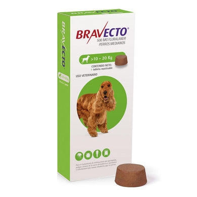 BRAVECTO® Tableta Masticable Contra Pulgas y Garrapatas para Perros de 10 - 20 Kg