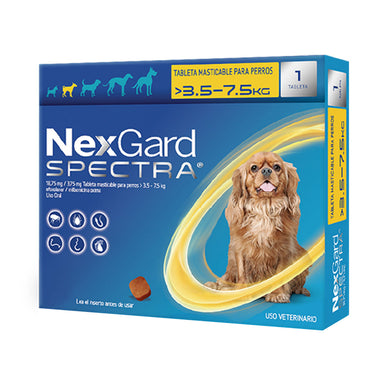 NexGard SPECTRA® Tableta Masticable Desparasitante para Perros Chicos 3.5-7.5 Kg