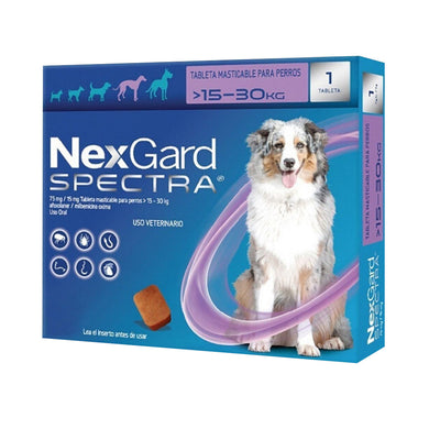 NexGard SPECTRA® Tableta Masticable Desparasitante para Perros Grandes 15-30 Kg