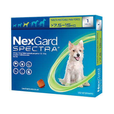 NexGard SPECTRA® Tableta Masticable Desparasitante para Perros Medianos 7.5-15 Kg